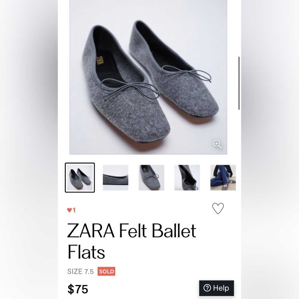ZARA felt ballet flats SZ 6.5